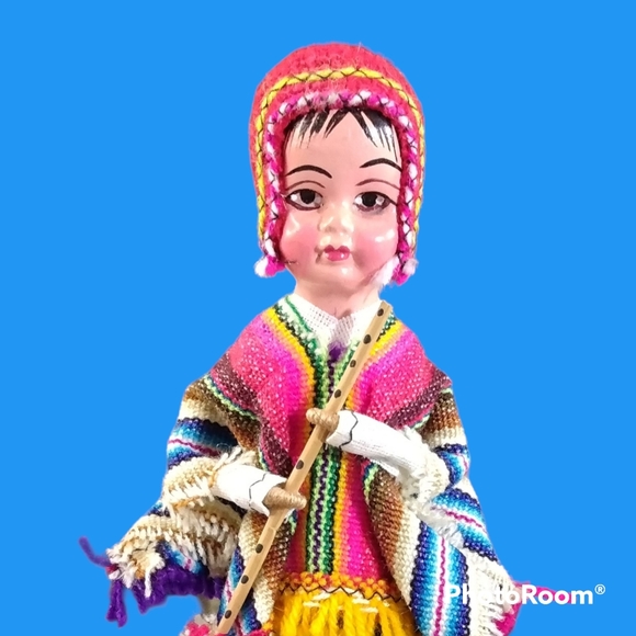 Vintage Peruvian flute player doll - Picture 4 of 6